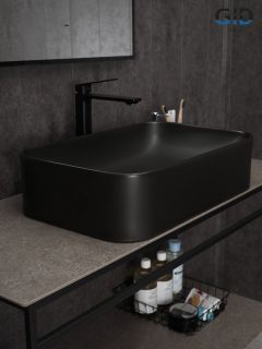 Раковина Gid Bm9599 53366 накладная черная матовая 61x38x15