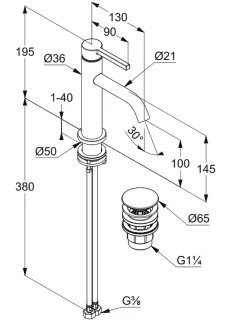 Смеситель для раковины Kludi Nova Fonte Pura 20289N115 брашированная бронза