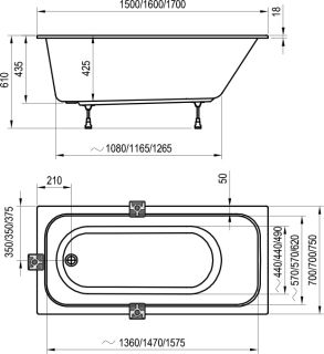 Акриловая ванна Ravak CHROME SLIM 150х70 C721300000