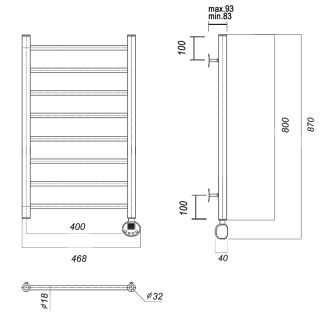 Полотенцесушитель электрический Domoterm Медея П8 400x800 ER золото