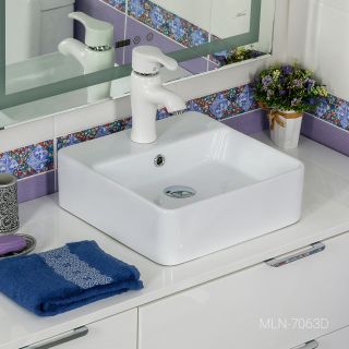 Накладная раковина Melana 7063D-805 38см белый