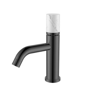 Смеситель для раковины Boheme Stick 121-SGM-MR-W оружейная сталь/белый мрамор