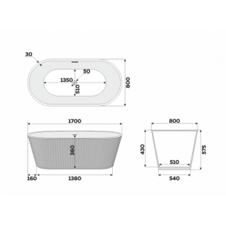 Ванна акриловая Delice Caresse DLR440101Bu 170х80 синяя матовая