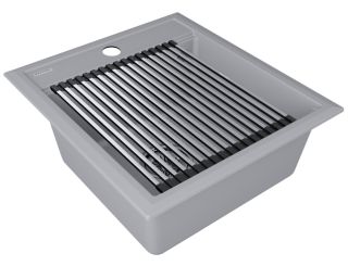 Комплект Paulmark: мойка Stepia 45 и ролл-мат Step PM114651-GRS+R375-BS серый дым/брашированная нержавеющая сталь
