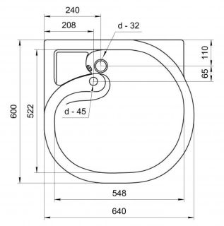 Раковина Кувшинка Болеро для установки над стиральной машиной 64см