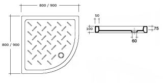 Полукруглый керамический поддон RGW CR/R-088 800х800х100