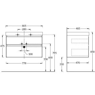 Тумба под раковину Kerama Marazzi Cubo CUB.80.2\WHT.M 80 см белый матовый