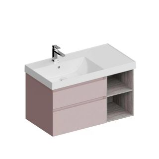 Тумба под раковину Kerama Marazzi Cubo CUB.90Lh\MAL левая 90 см мальва матовая/древесина