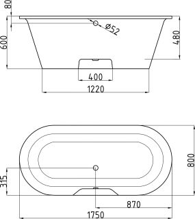 Ванна из искусственного камня AquaStone Венеция 175x80см белый