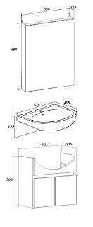 Тумба Runo Лада 50 подвесная графит под умывальник Уют 50 (00-00001367)