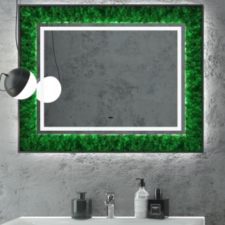 Зеркало с подсветкой Continent Forest ЗЛП366 с бесконтактным сенсором 100см декоративный мох