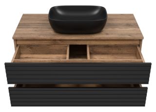 Подвесная тумба под раковину Brevita Dakota DAK-09100-19/02-2Я 100см дуб Галифакс олово/чёрный