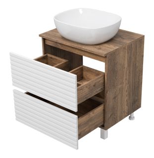 Напольная тумба под раковину Brevita Dakota DAK-07060-19/01-2Я 60см дуб Галифакс олово/белый