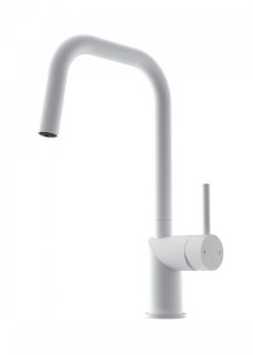 Смеситель для кухни Wonzon & Woghand WW-6018-MW с выдвижным изливом белый матовый