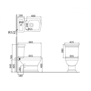 Унитаз напольный Creo Orleans OR1002+OR1003+OR1001
