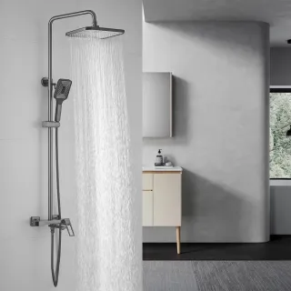 Душевая стойка Shevanik S6836T оружейная сталь