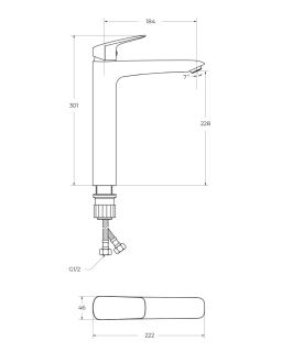 Смеситель для накладной раковины без донного клапана BelBagno DUE-LMC-CRM-W0