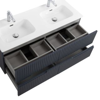 База под раковину Cezares подвесная с четырьмя выкатными ящиками для раковины с двумя чашами, Grafito, 1200x457x500, DUET-N-1200-4C-SO-2-GR-P