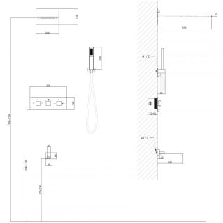 Душевая система ABBER Daheim AF8253G с термостатом золото матовое