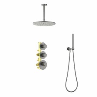 Душевой комплект Timo Saona SX-2399/18SM с термостатом чёрное золото