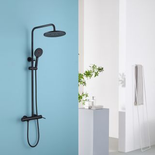 Душевая стойка ABBER Emotion AF8816B с изливом чёрный матовый