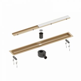 Душевой лоток Timo Drain System DS230206/17 60см с двусторонней панелью plate под плитку золото матовое