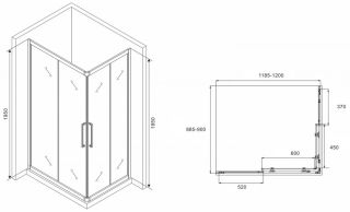 Душевой уголок ABBER Schwarzer Diamant AG02129MH 120x90см хром