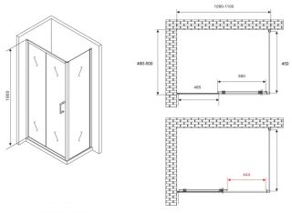 Душевой уголок ABBER Schwarzer Diamant AG30110B5-S50B5 110x60см чёрный