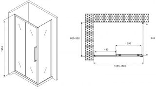 Душевой уголок ABBER Schwarzer Diamant AG30110H-S90 110x90см хром