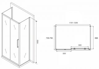 Душевой уголок ABBER Schwarzer Diamant AG30120BH-S75B-S75B 120x75см чёрный