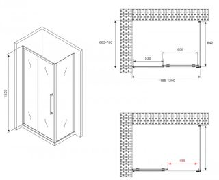 Душевой уголок ABBER Schwarzer Diamant AG30120BMH-S70BM 120x70см чёрный