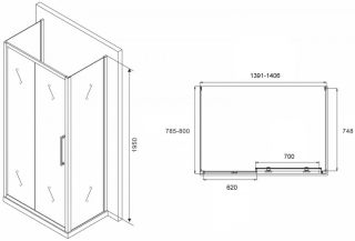 Душевой уголок ABBER Schwarzer Diamant AG30140H-S80-S80 140x80см хром