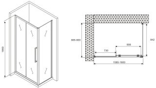 Душевой уголок ABBER Schwarzer Diamant AG30160MH-S90M 160x90см хром