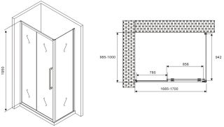Душевой уголок ABBER Schwarzer Diamant AG30170MH-S100M 170x100см хром