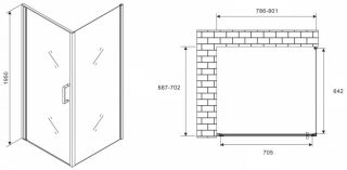 Душевой уголок ABBER Sonnenstrand AG04080M-S70M 80x70см хром