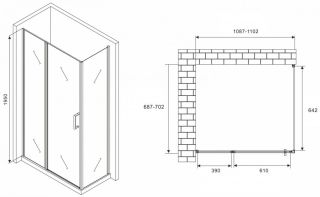 Душевой уголок ABBER Sonnenstrand 110x70см чёрный AG04110BS-S70B