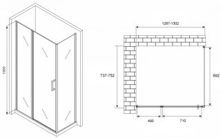 Душевой уголок ABBER Sonnenstrand AG04130S-S75 130x75см хром