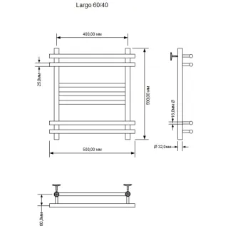 Полотенцесушитель водяной Aquanet Largo 266743 60x40 см хром