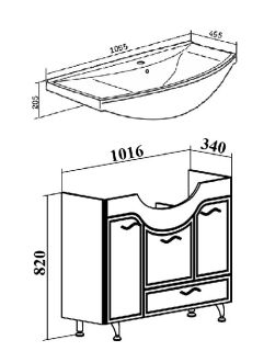 Тумба под раковину Runo  (под умывальник Стиль 105) Севилья 105 (00000000598)