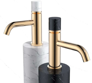 Смеситель для раковины Boheme Stick 121-G-MR-BLACK золото/чёрный мрамор