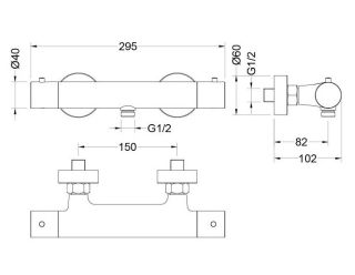 Термостатический смеситель для душа Aquatek Европа AQ1363BGM шлифованный чёрный хром