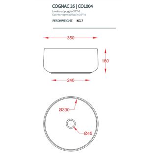 Раковина ArtCeram Cognac COL006 40 00 tortora 43 см