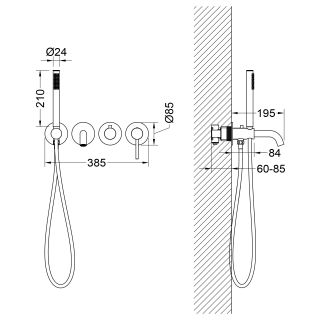 Смеситель встраиваемый для ванны с душем Timo Saona 2314/03YSM чёрный