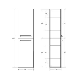 Шкаф подвесной Cezares с двумя распашными дверцами с доводчиками ECO-1500-2A-SC-BO