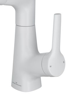 Смеситель для раковины Wonzon & Woghand WW-121B108-MW с выдвижным изливом белый матовый
