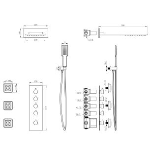 Душевой комплект Wonzon & Woghand WW-D4100-BG с термостатом брашированное золото