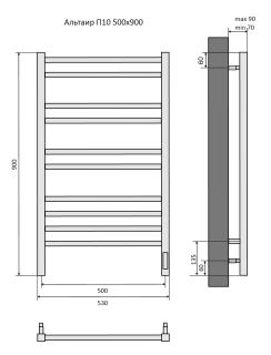 Электрический полотенцесушитель Aquatek Альтаир AQ EL KP1090BL П10 50x90см чёрный муар