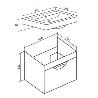 Тумба под раковину Runo  (под умывальник Мини 50) Ибица 50 (00000001046)