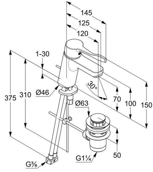 Смеситель для раковины Kludi Pure&Easy Care хром 372840565