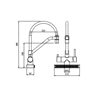 Смеситель для кухни Gappo G4098-5 с водопадом и гибким изливом сатин